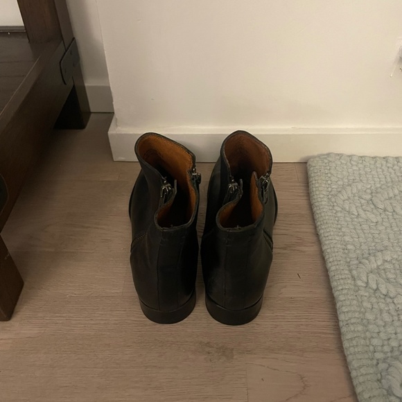 Frye Black Leather Ankle Boots with Zippers - Picture 4 of 4